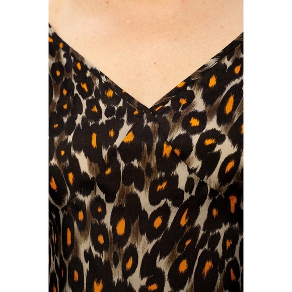 R13 90s Leopard Print Italian Fabric Sleeveless V-Neck Back Tie Slip Dress M - Picture 10 of 10